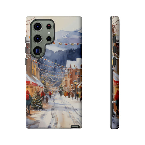 Bustling Victorian Christmas Market - Impact Resistant Phone Case Samsung Galaxy S23 Ultra Glossy